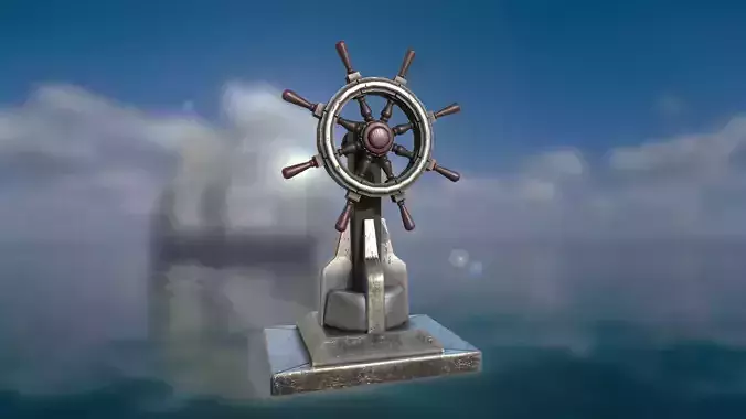 Steering wheel for a sea ship and a bell Wheel 3D model