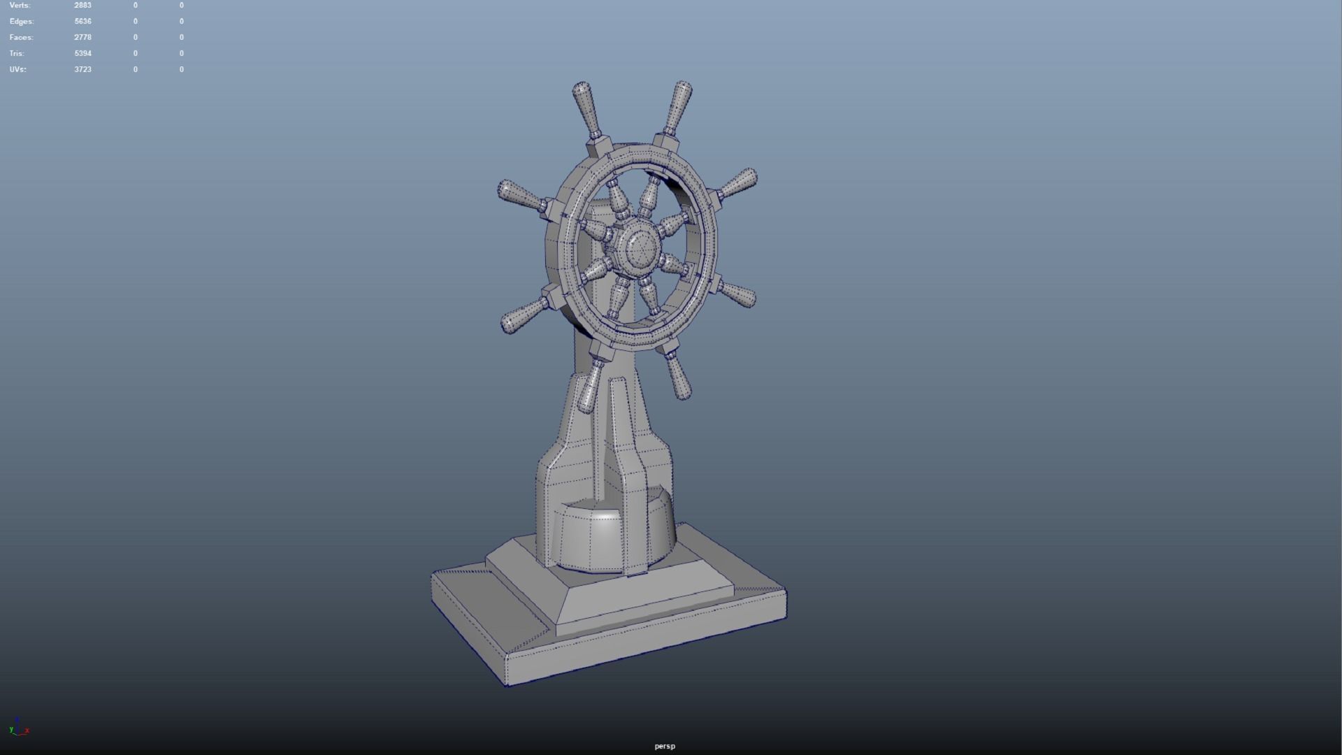 Steering wheel for a sea ship and a bell Wheel 3D model Low-poly 3D model_7