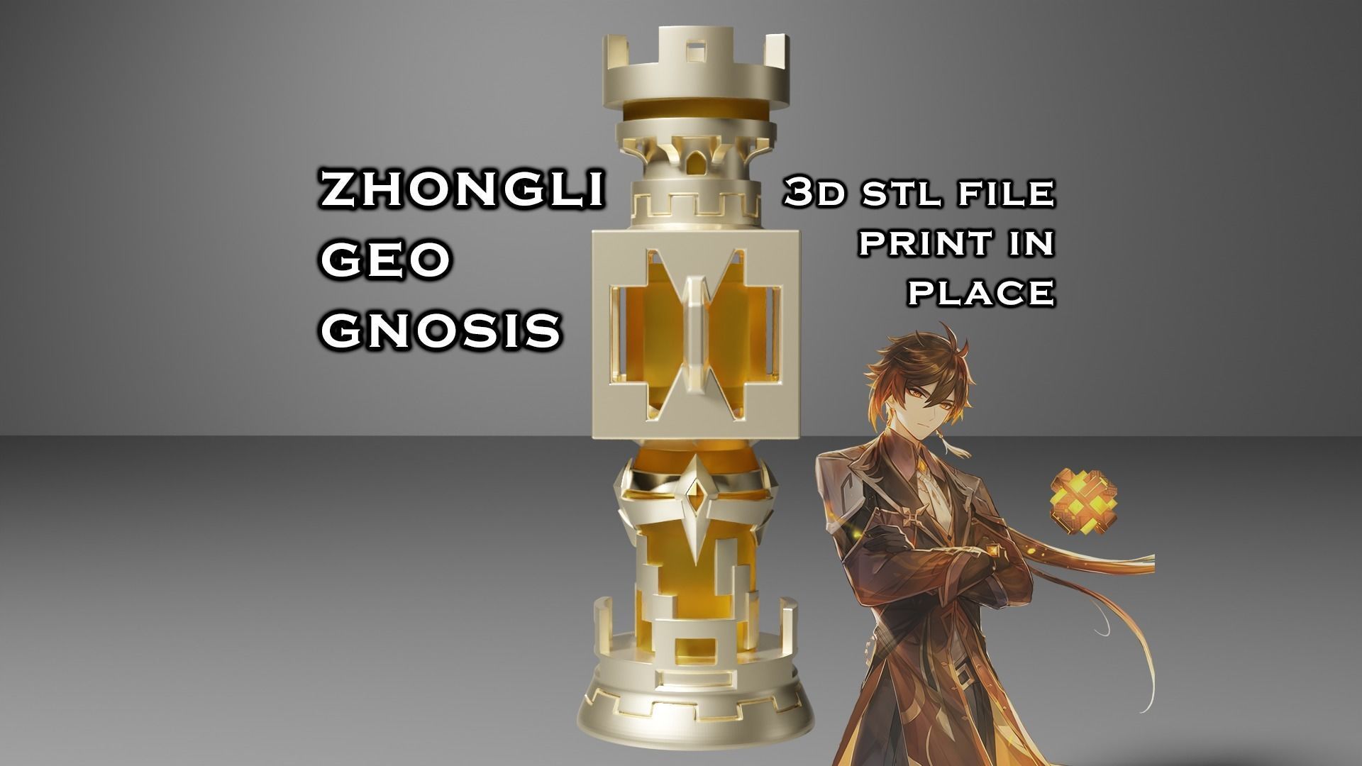Gnosis of Zhongli Genshin Impact -- Geo Gnosis -- 3D Print Ready 3D print model_0