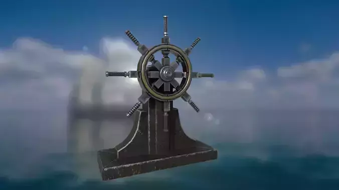 Steering wheel for a sea ship and a bell Wheel 3D model Low-poly 3D model