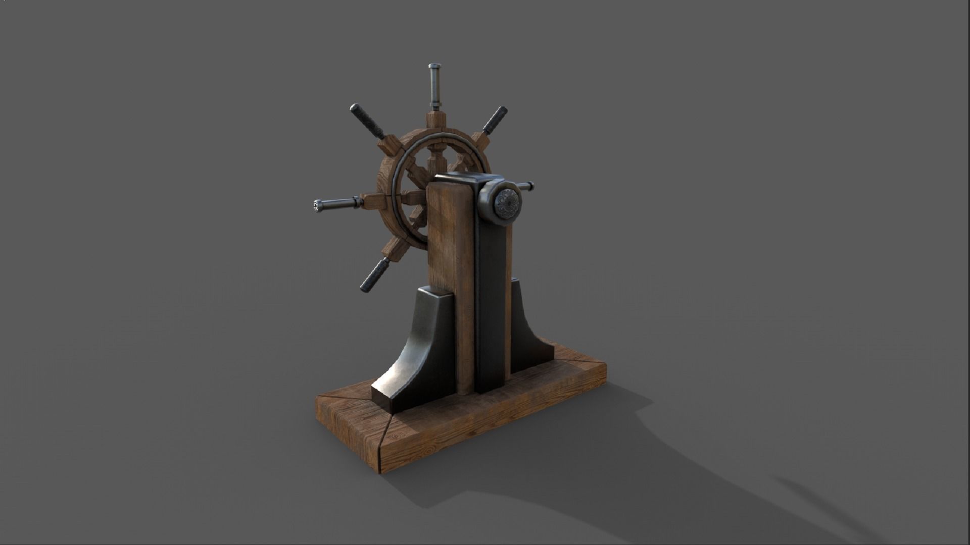 Steering wheel for a sea ship and a bell Wheel 3D model 3D Model Collection_10