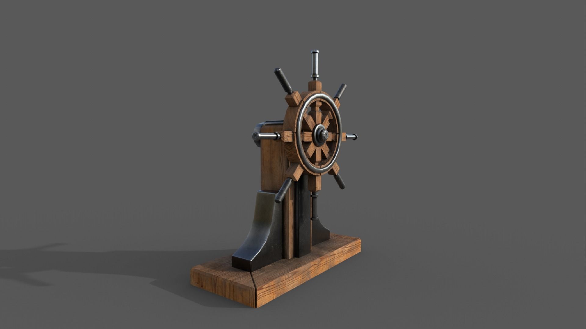 Steering wheel for a sea ship and a bell Wheel 3D model 3D Model Collection_11