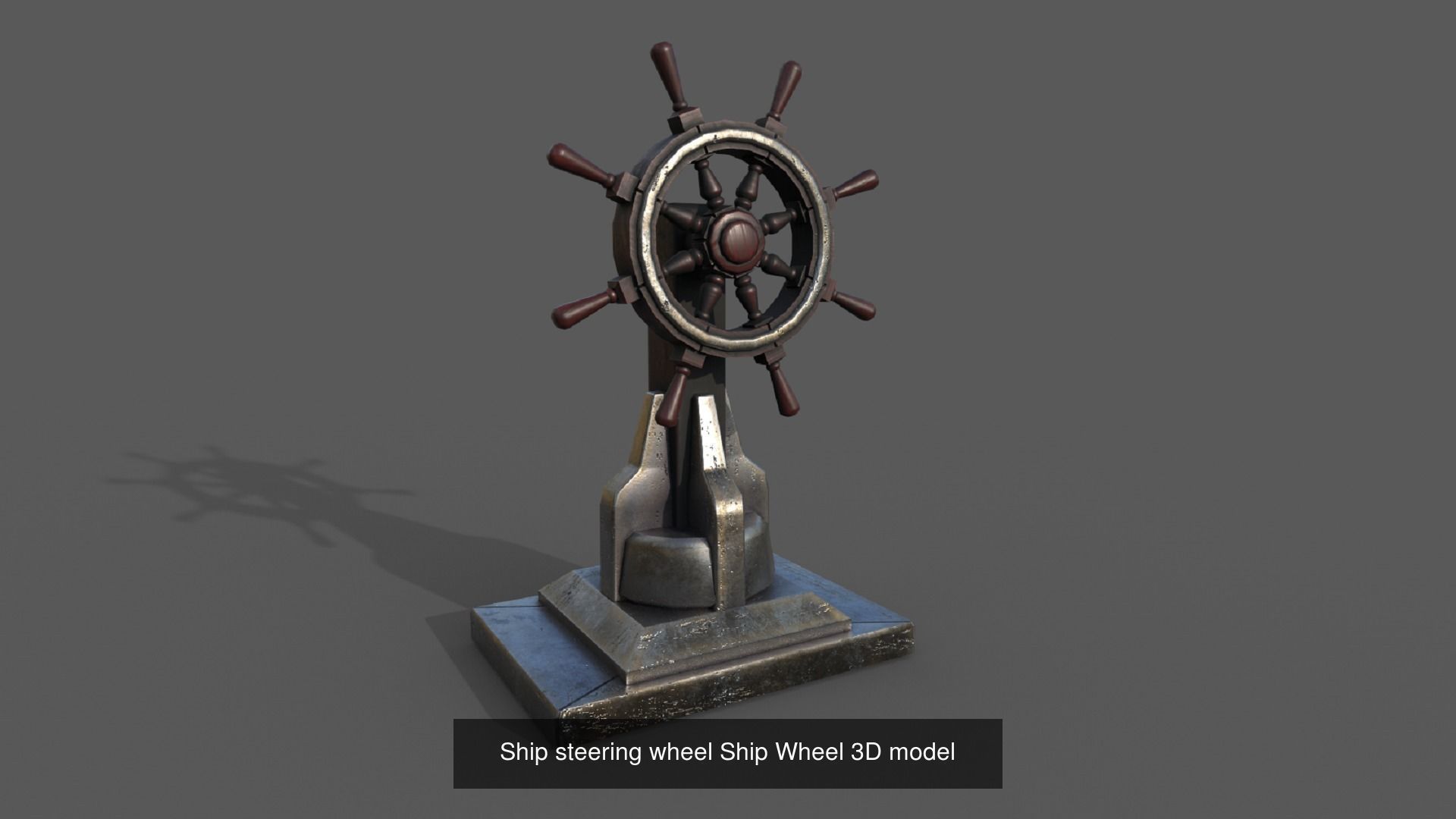 Steering wheel for a sea ship and a bell Wheel 3D model 3D Model Collection_3