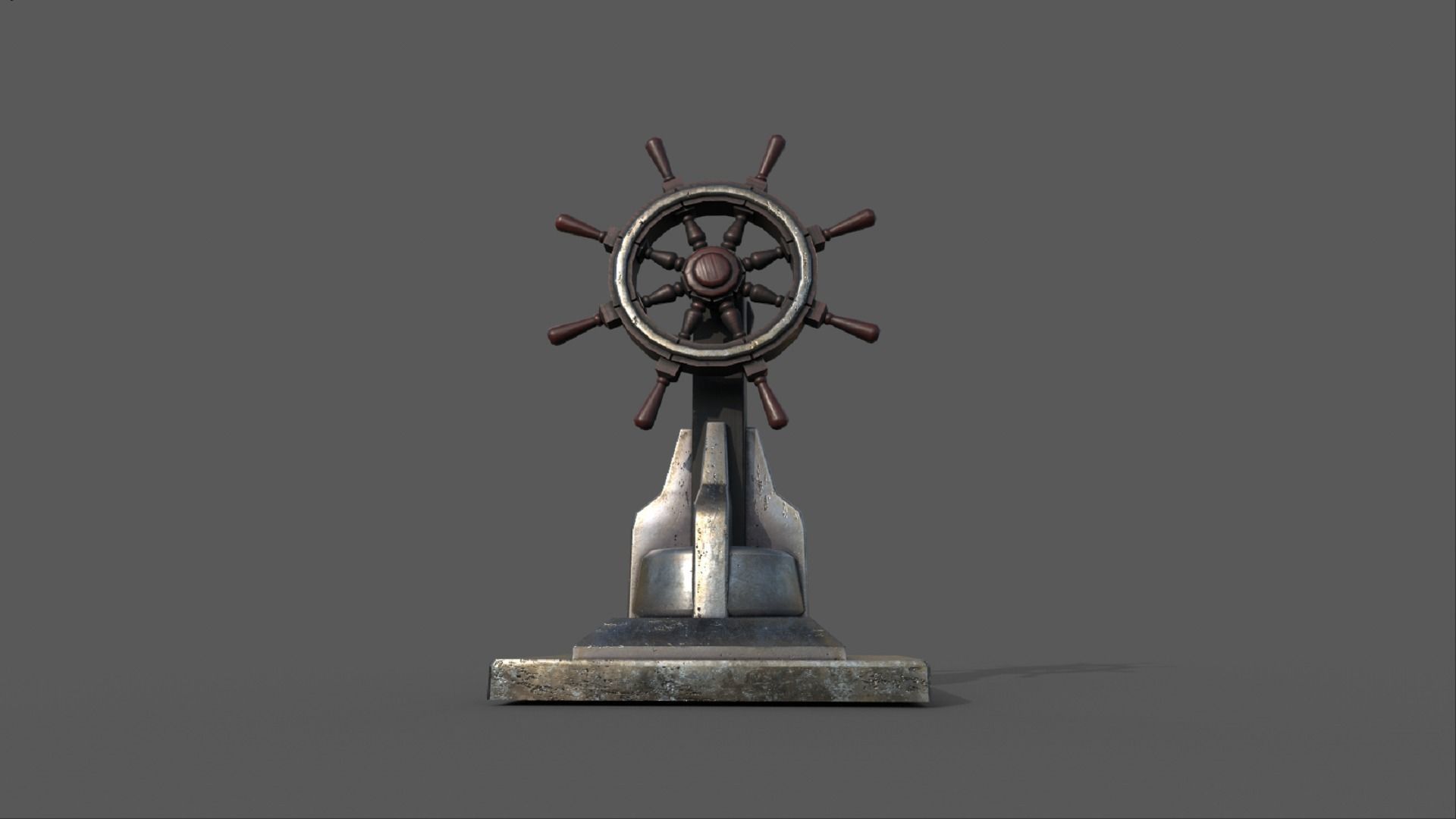 Steering wheel for a sea ship and a bell Wheel 3D model 3D Model Collection_19