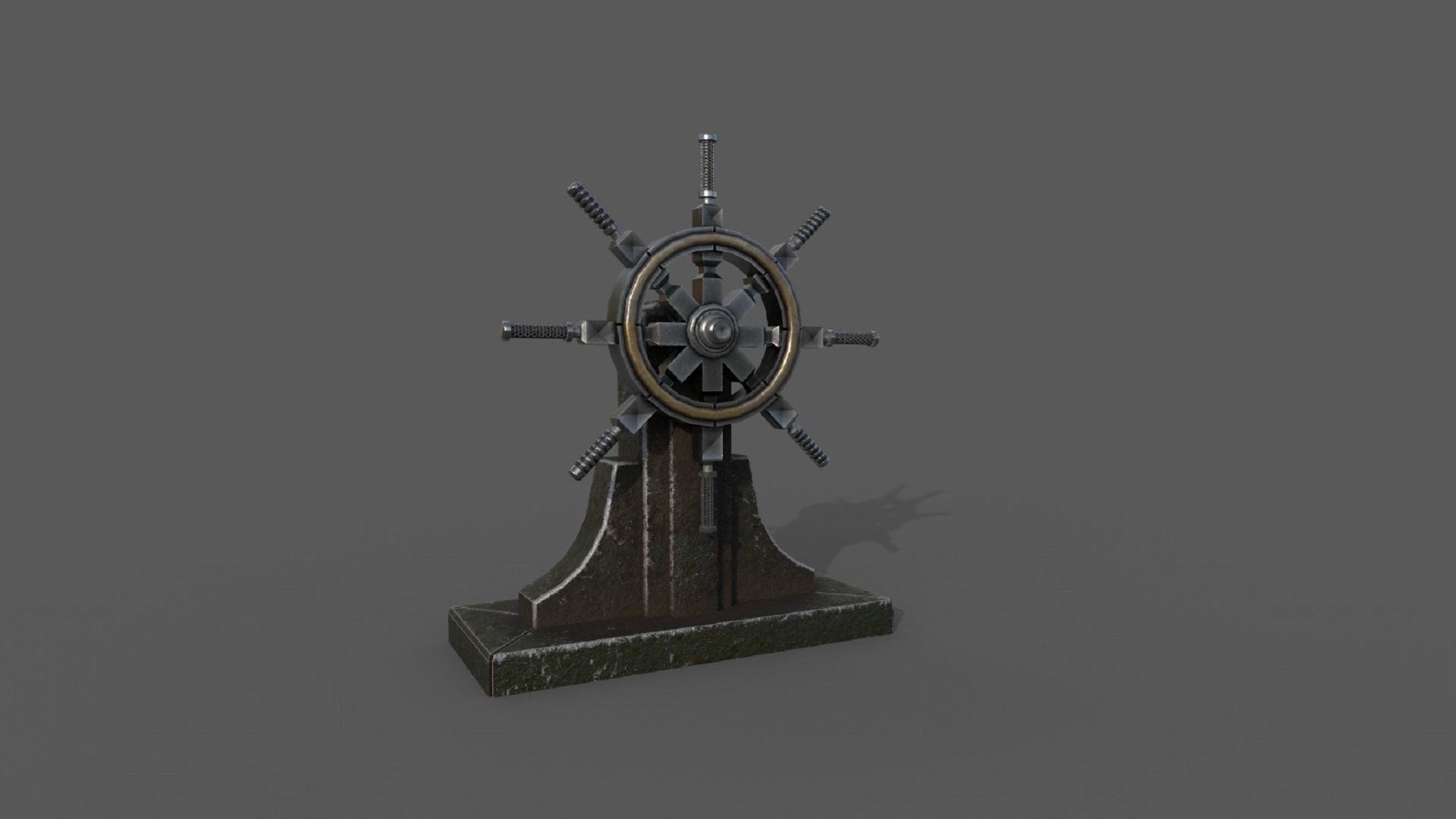 Steering wheel for a sea ship and a bell Wheel 3D model 3D Model Collection_15