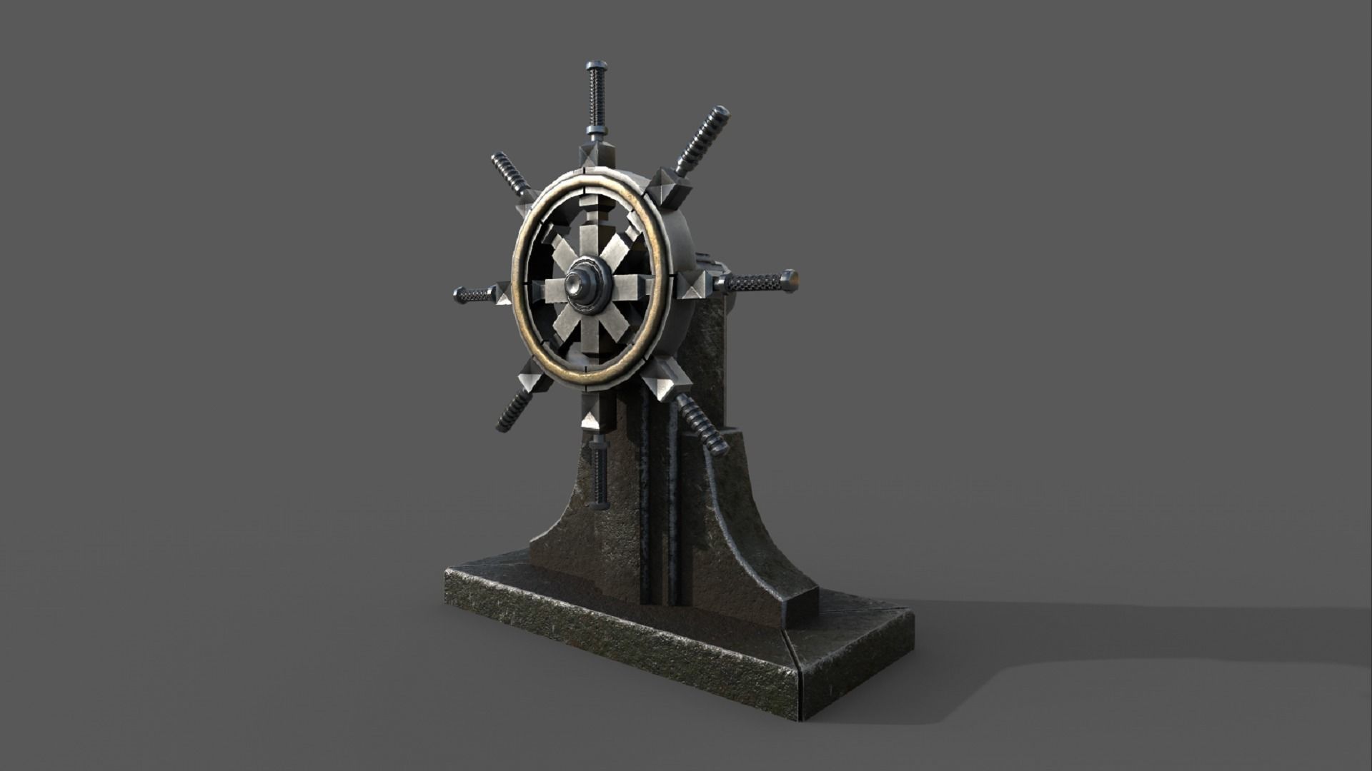 Steering wheel for a sea ship and a bell Wheel 3D model 3D Model Collection_13