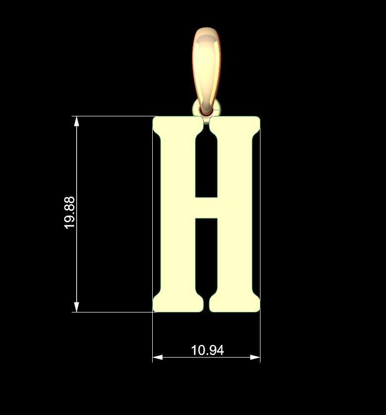 Initial Letters Pendant Gloucester H 3D print model_4