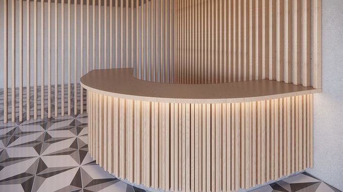 Reception area with wood and tile flooring 3D model
