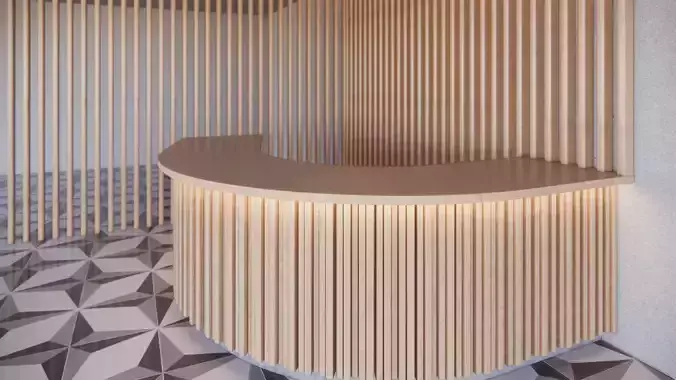 Reception area with wood and tile flooring