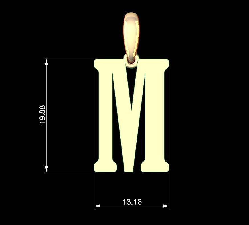 Initial Letters Pendant Gloucester M 3D print model_4