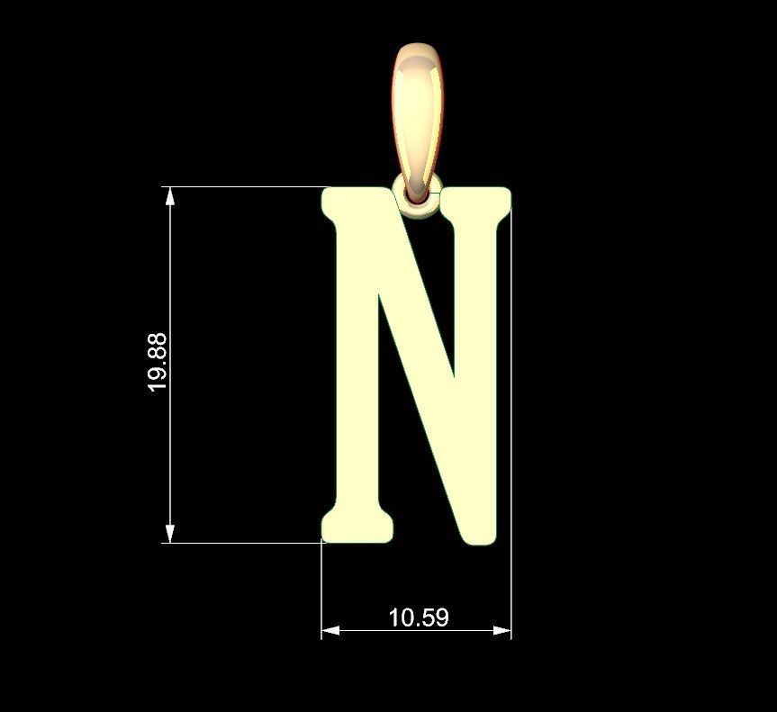 Initial Letters Pendant Gloucester N 3D print model_4