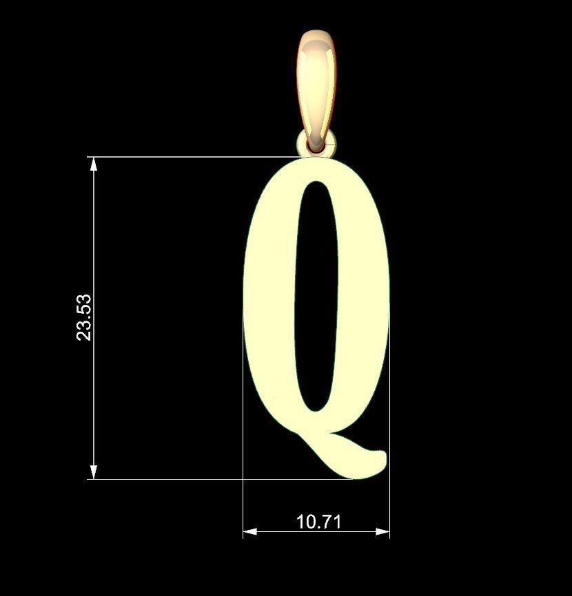 Initial Letters Pendant Gloucester Q 3D print model_4