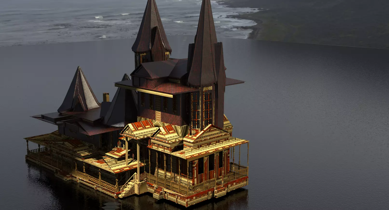 Cult leader mansion 3D model_0
