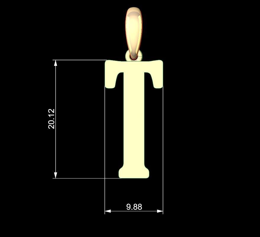 Initial Letters Pendant Gloucester T 3D print model_4