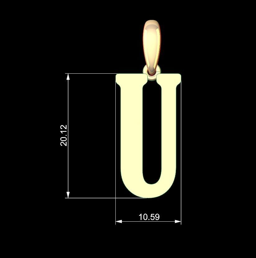 Initial Letters Pendant Gloucester U 3D print model_4