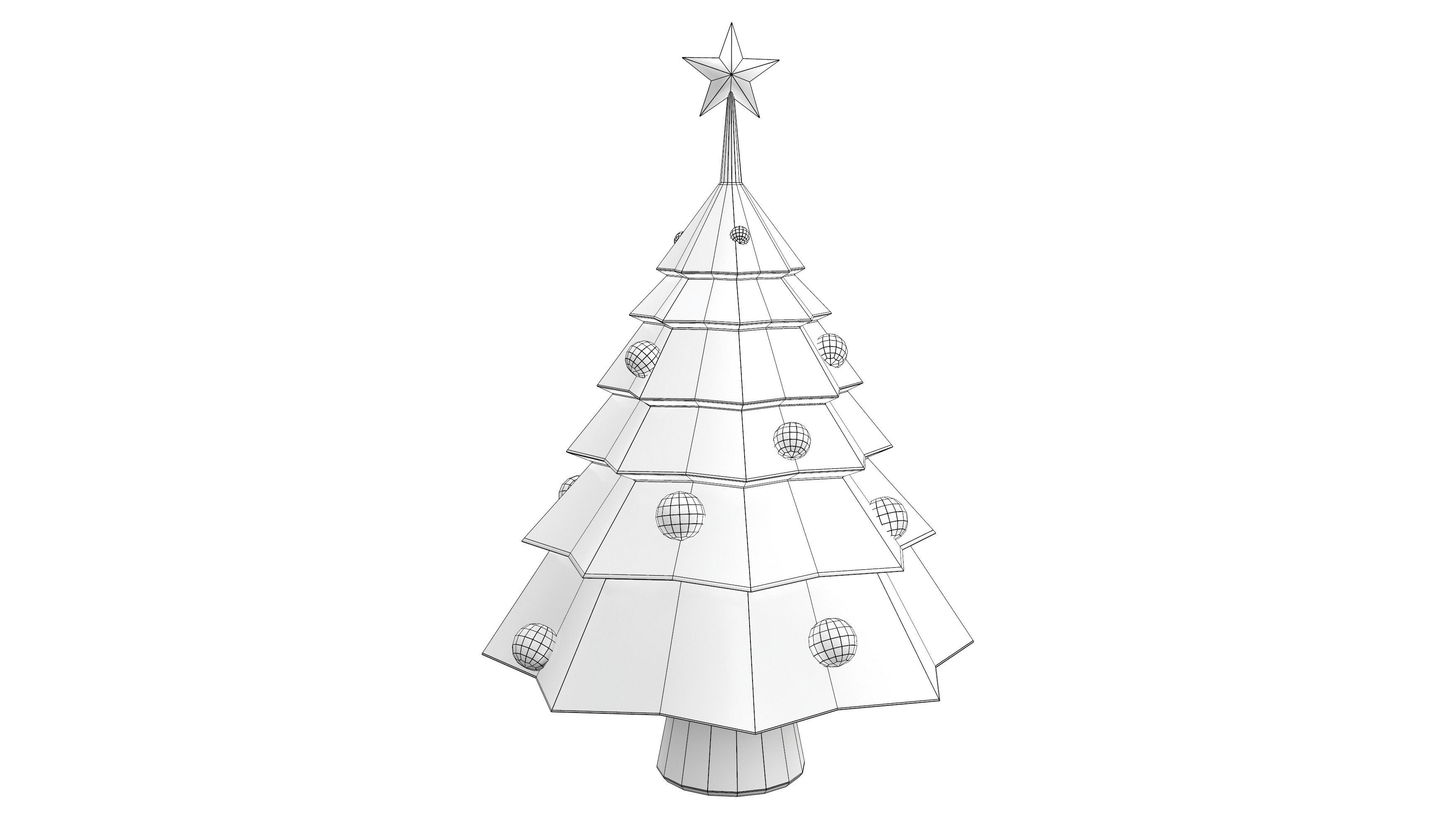 Stylized Xmas Tree V1 Low-poly 3D model_4