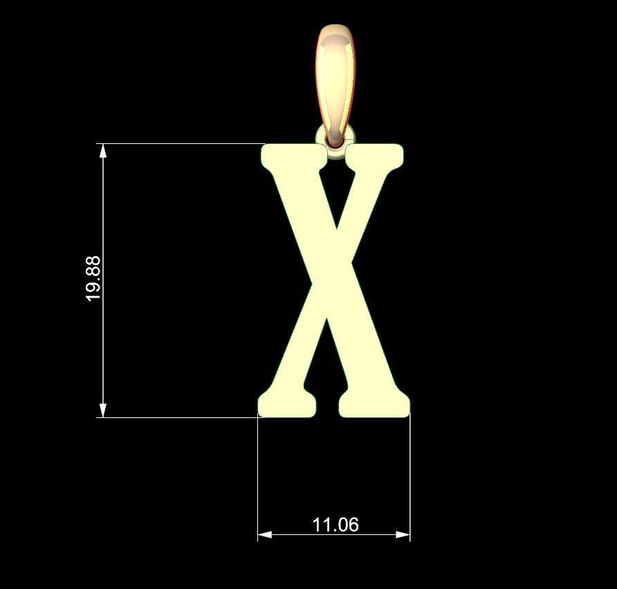 Initial Letters Pendant Gloucester X 3D print model_4