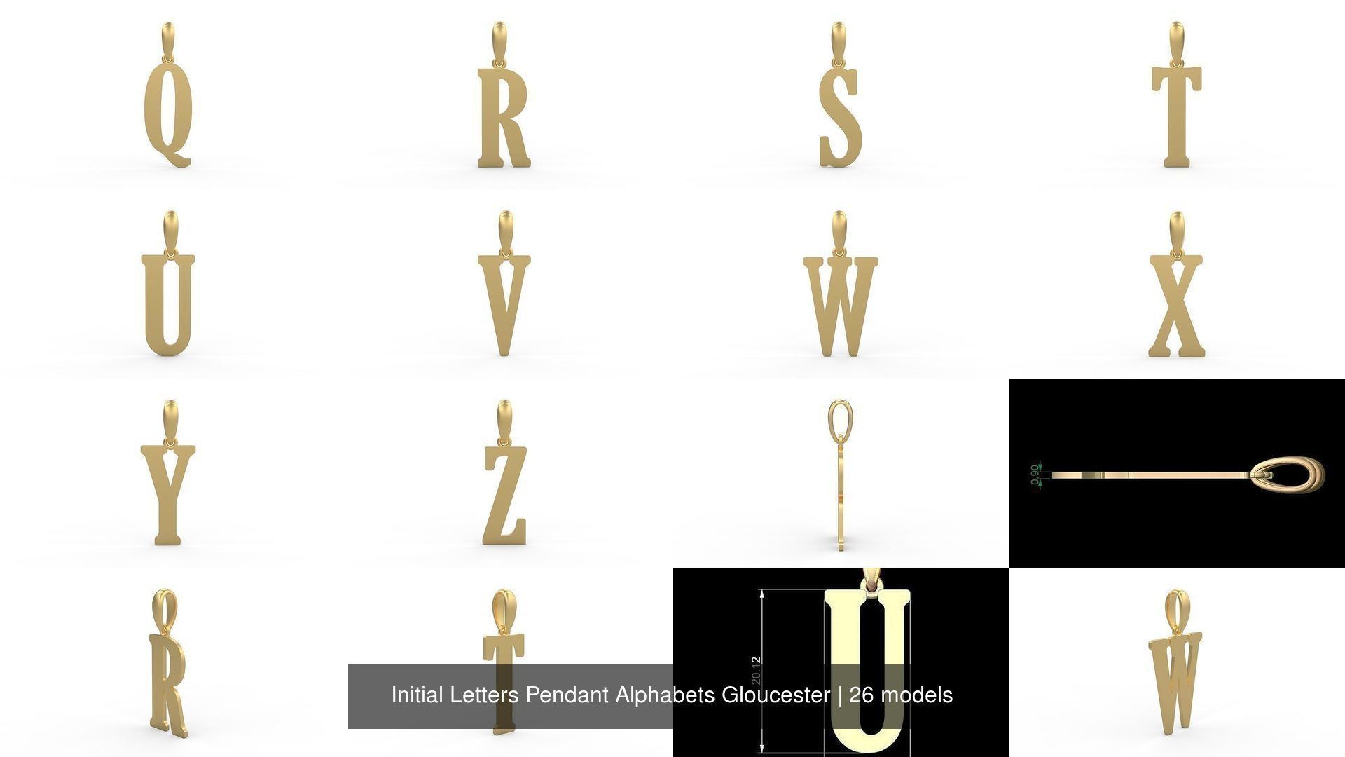 Initial Letters Pendant Alphabets Gloucester 3D Model Collection_2
