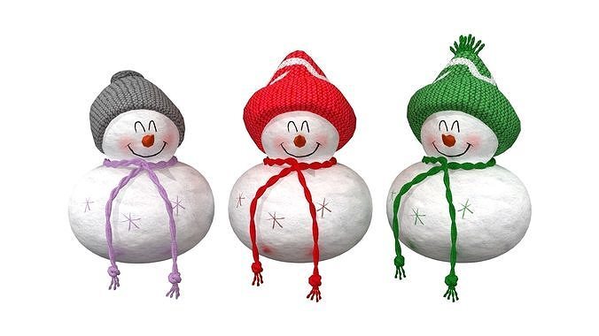 Closed Eyes Snow Man Low-poly 3D model