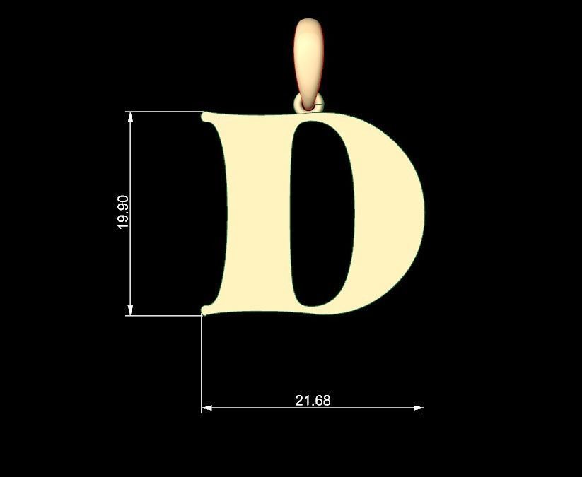 Initial Letters Pendant Golden Metafor D 3D print model_4