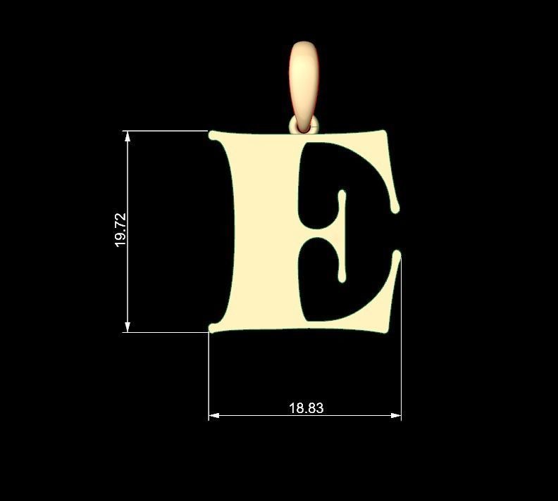 Initial Letters Pendant Golden Metafor E 3D print model_4