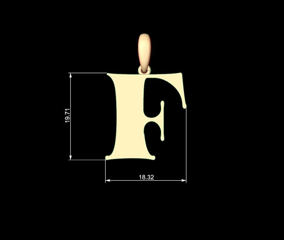 Initial Letters Pendant Golden Metafor F 3D print model_4