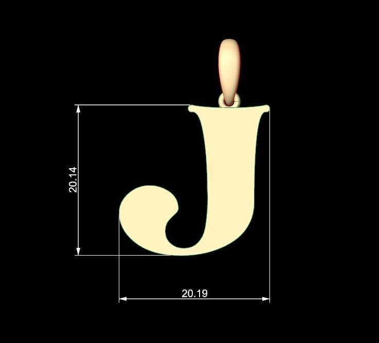 Initial Letters Pendant Golden Metafor J 3D print model_4
