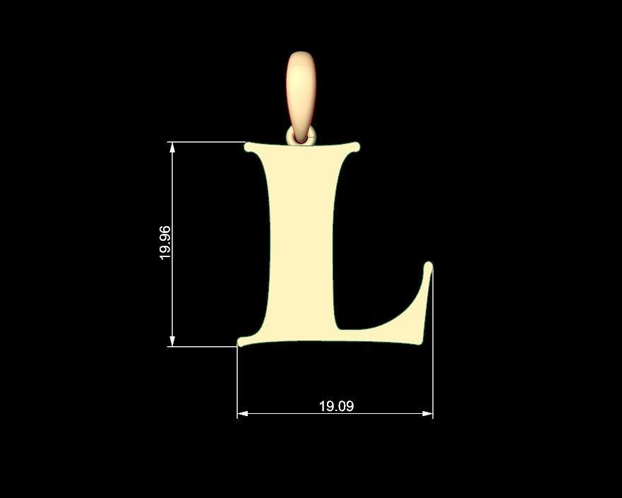 Initial Letters Pendant Golden Metafor L 3D print model_4