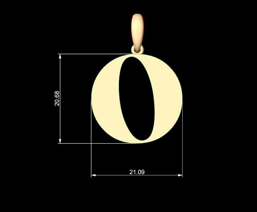 Initial Letters Pendant Golden Metafor O 3D print model_4