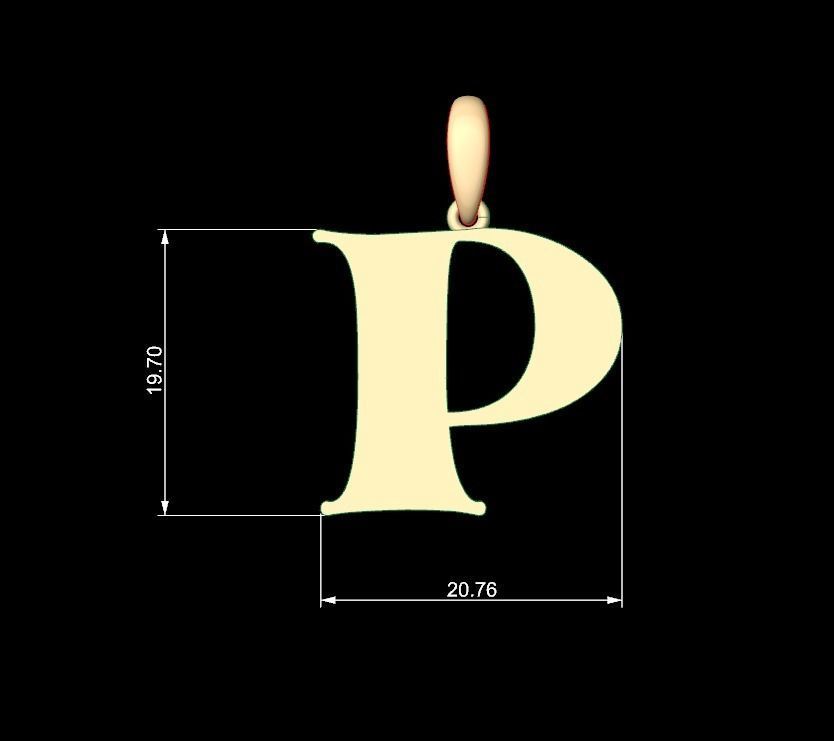 Initial Letters Pendant Golden Metafor P 3D print model_4