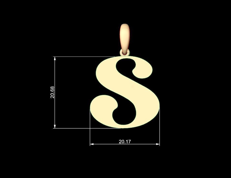 Initial Letters Pendant Golden Metafor S 3D print model_4