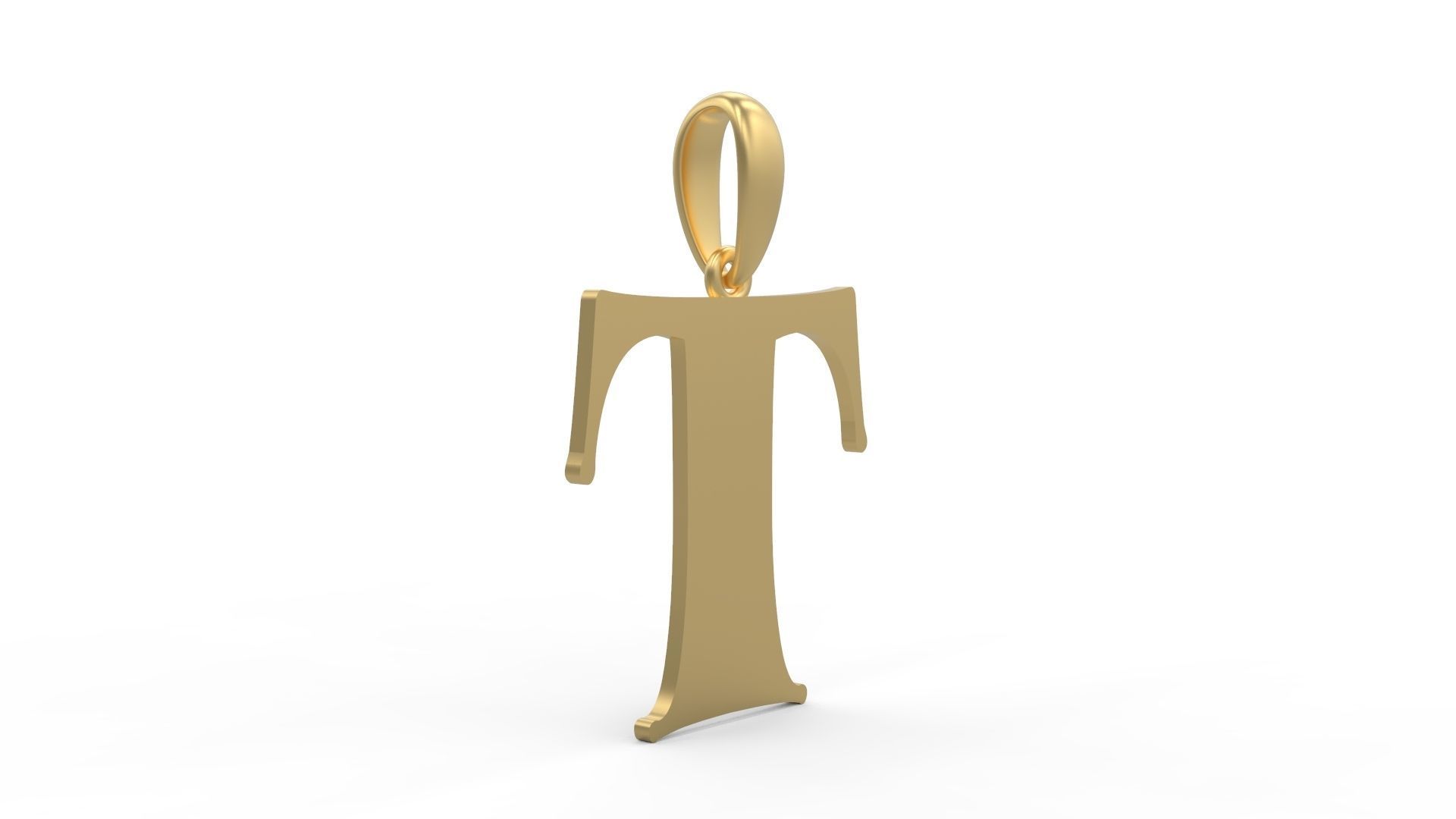 Initial Letters Pendant Golden Metafor T 3D print model_3