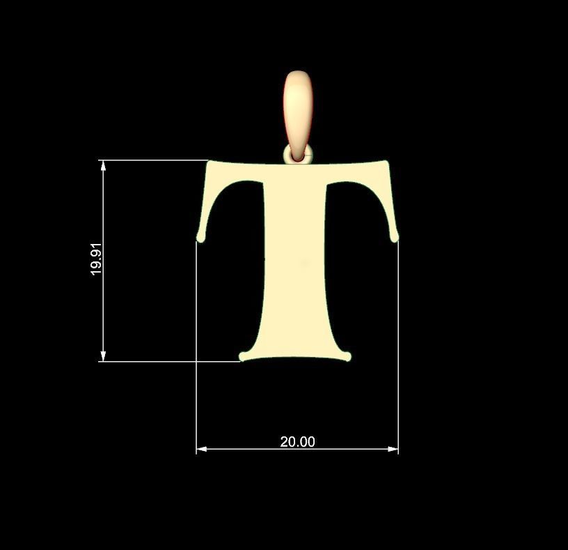 Initial Letters Pendant Golden Metafor T 3D print model_4