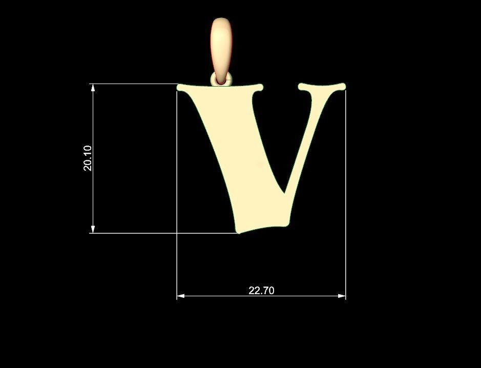 Initial Letters Pendant Golden Metafor V 3D print model_4