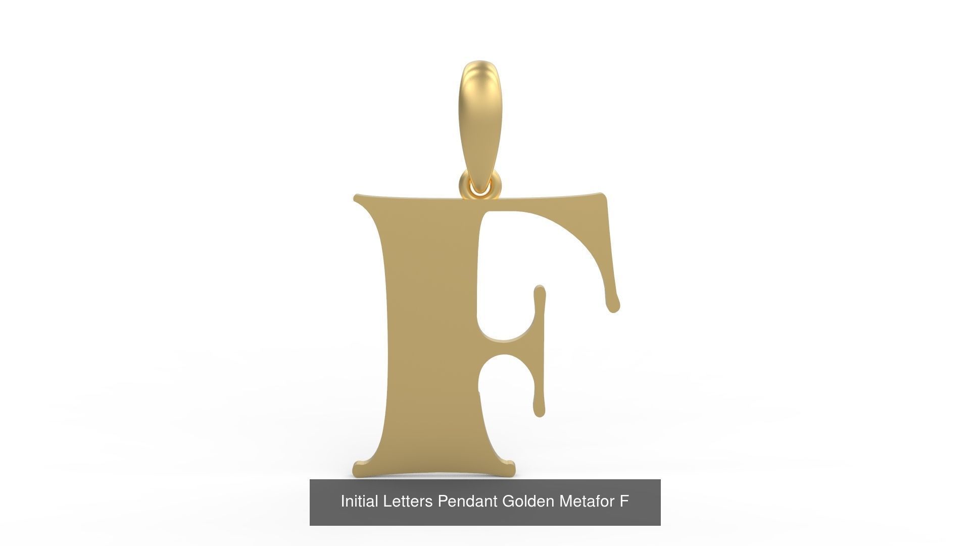 Initial Letters Pendant Alphabets Golden Metafor 3D Model Collection_8