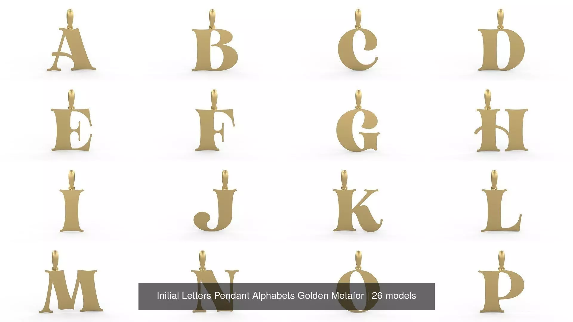Initial Letters Pendant Alphabets Golden Metafor 3D Model Collection_0
