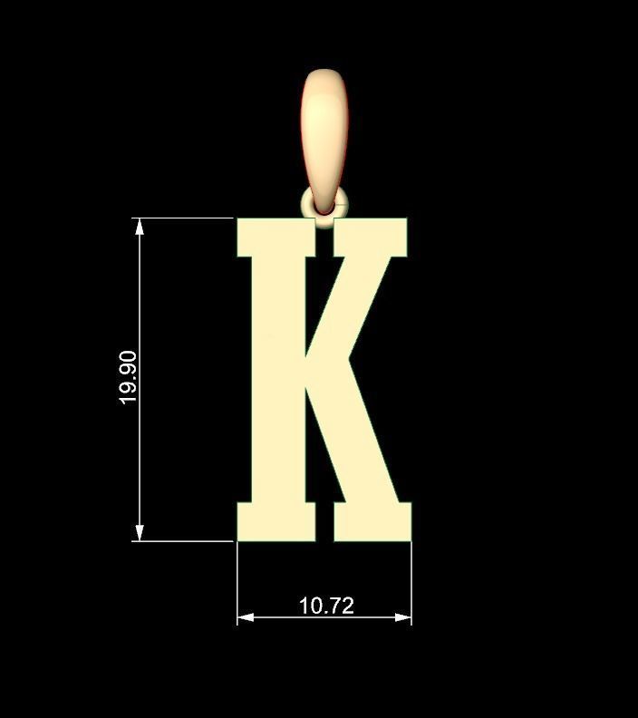 Initial Letters Pendant Gravtrac K 3D print model_4