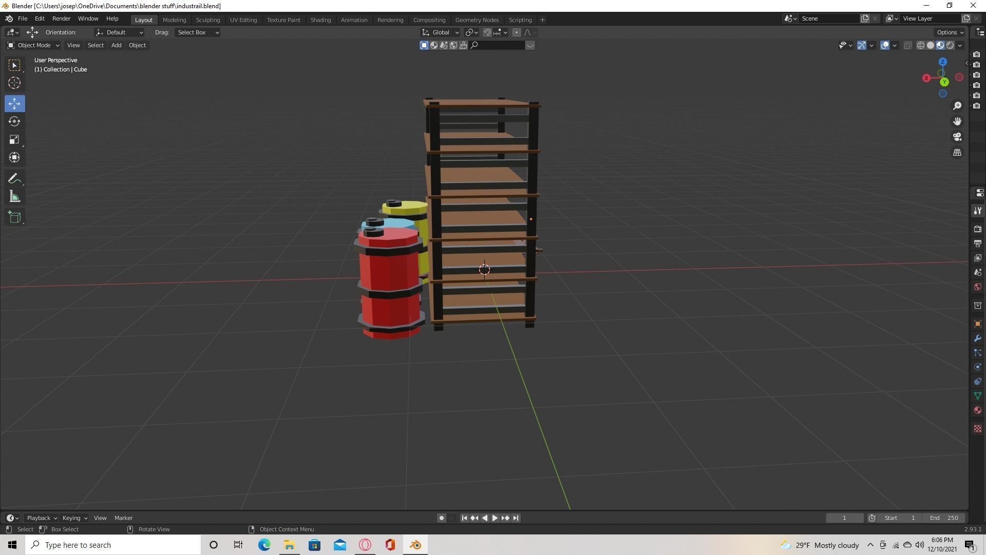 Industrial shelf Low-poly 3D model_1