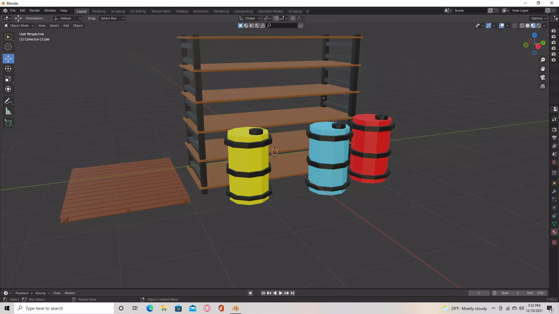 Industrial shelf Low-poly 3D model_0