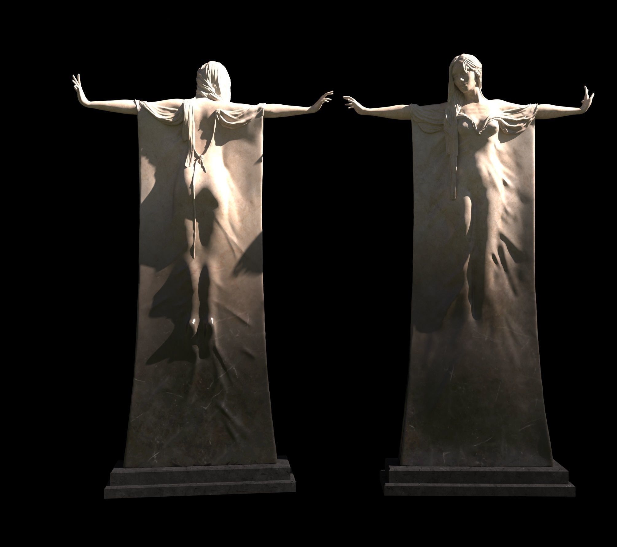 Ophelia statue of person 3D model_7