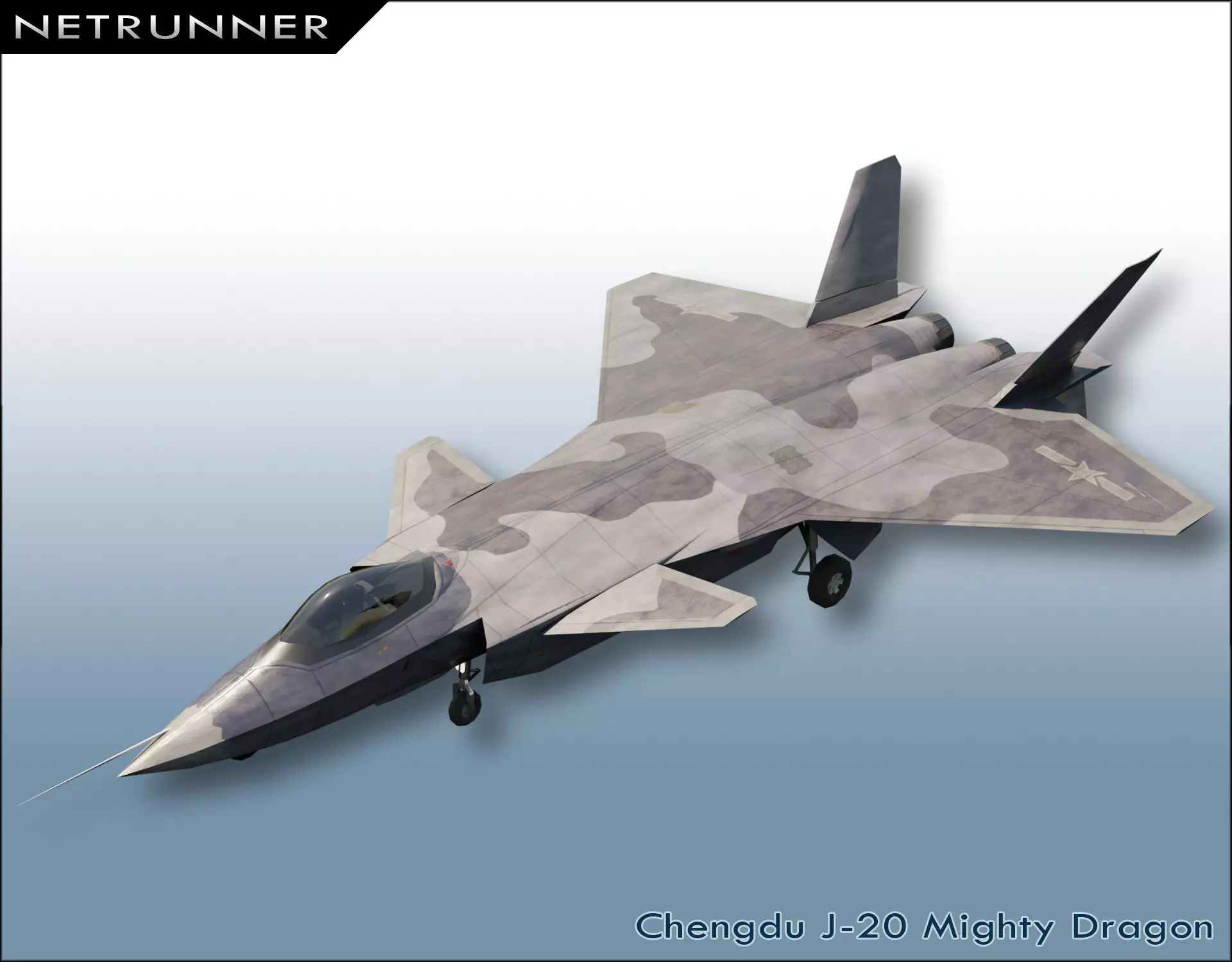 Chengdu J-20 Mighty Dragon Low-poly 3D model_0