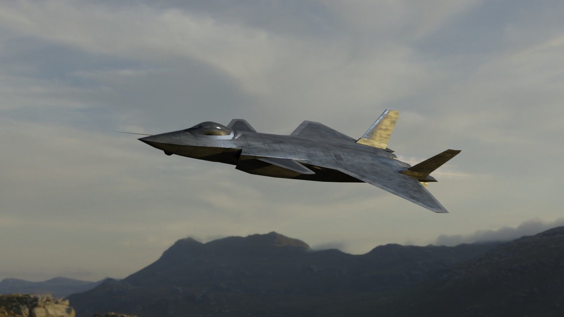 Chengdu J-20 Mighty Dragon Low-poly 3D model_28