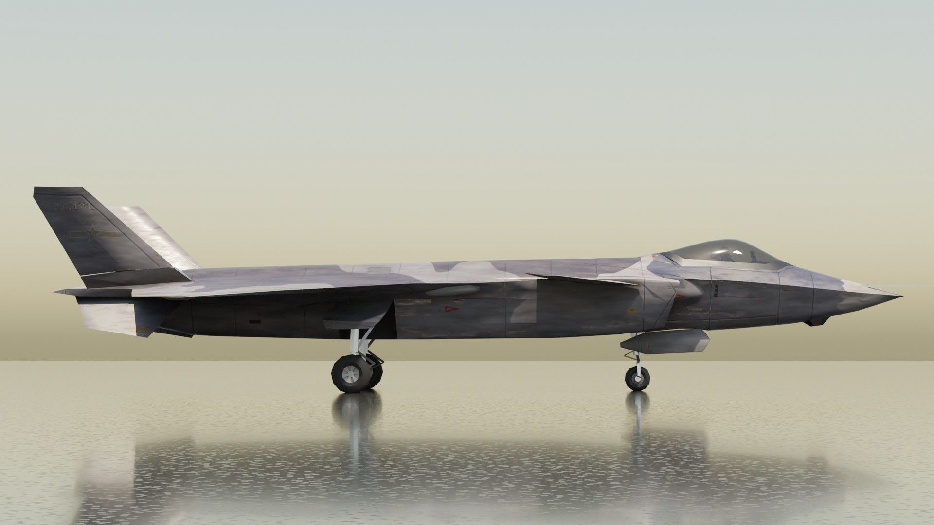 Chengdu J-20 Mighty Dragon Low-poly 3D model_7