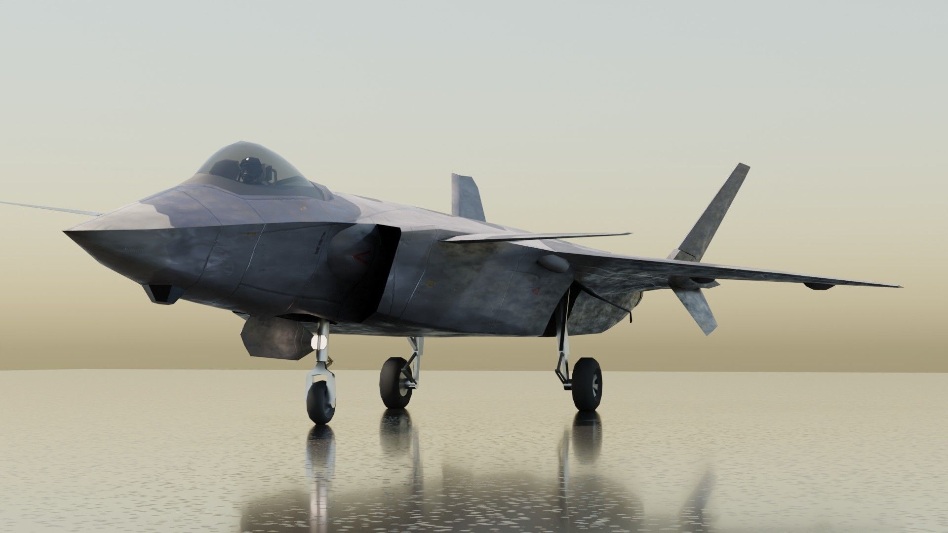 Chengdu J-20 Mighty Dragon Low-poly 3D model_10