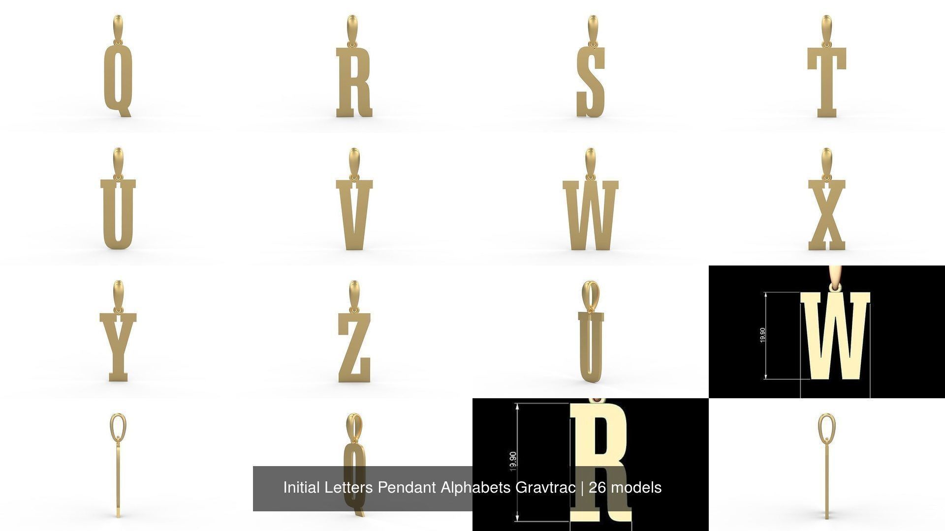 Initial Letters Pendant Alphabets Gravtrac 3D Model Collection_2