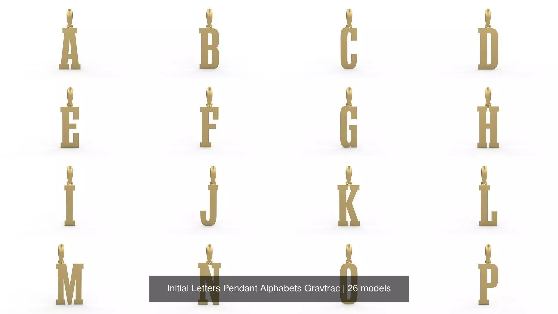 Initial Letters Pendant Alphabets Gravtrac 3D Model Collection_0