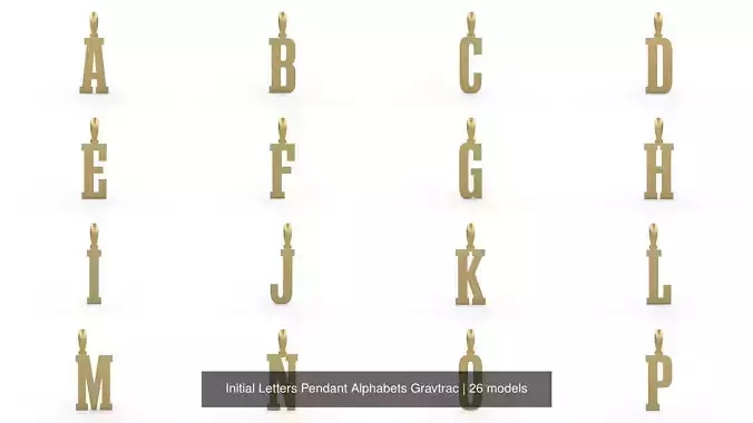 Initial Letters Pendant Alphabets Gravtrac 3D Model Collection
