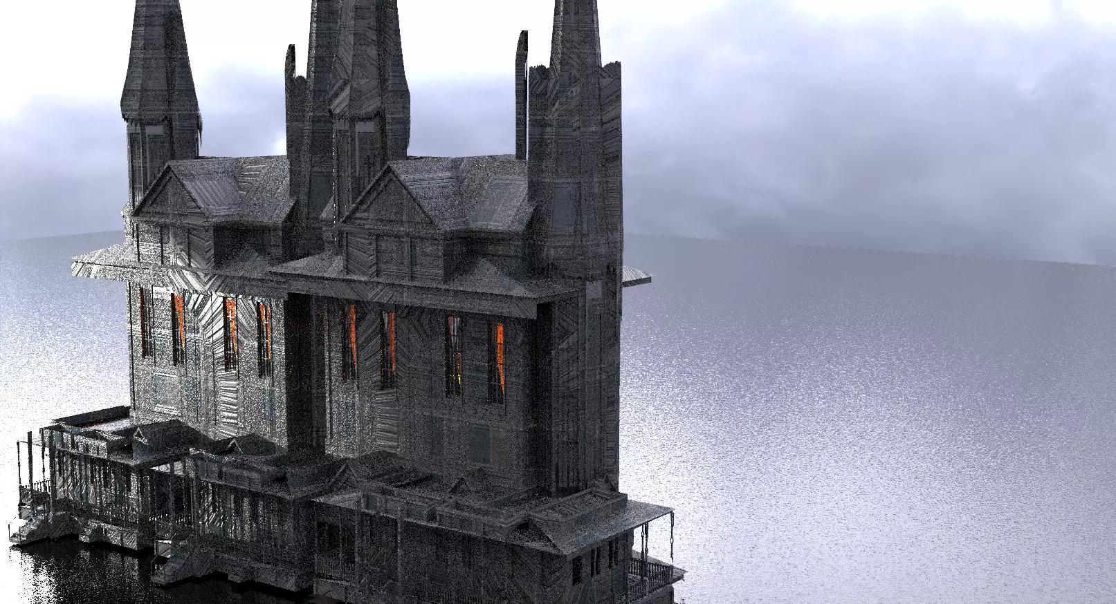 Fantasy House Street 3D model_0