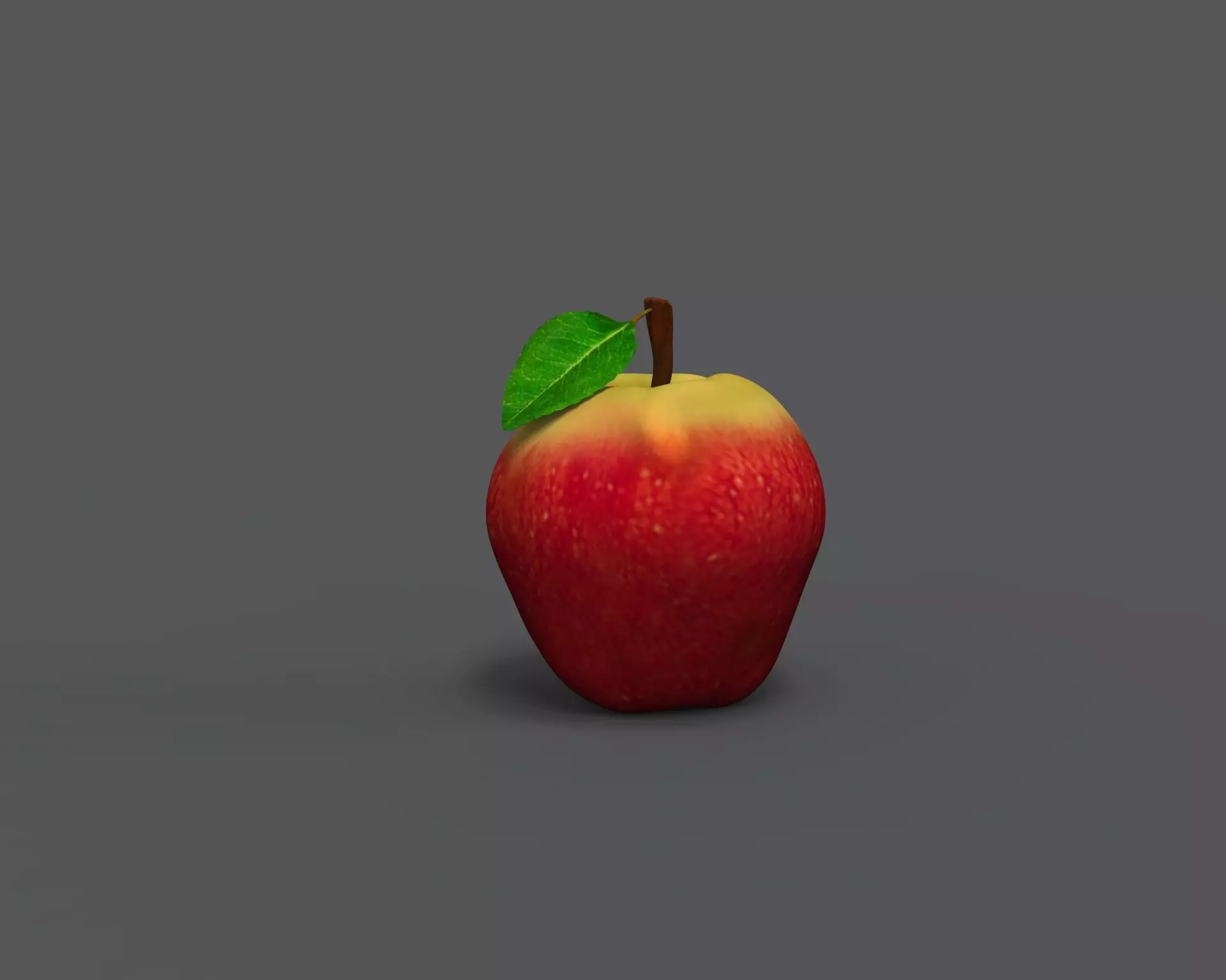 apple with a leaf 3D model_0