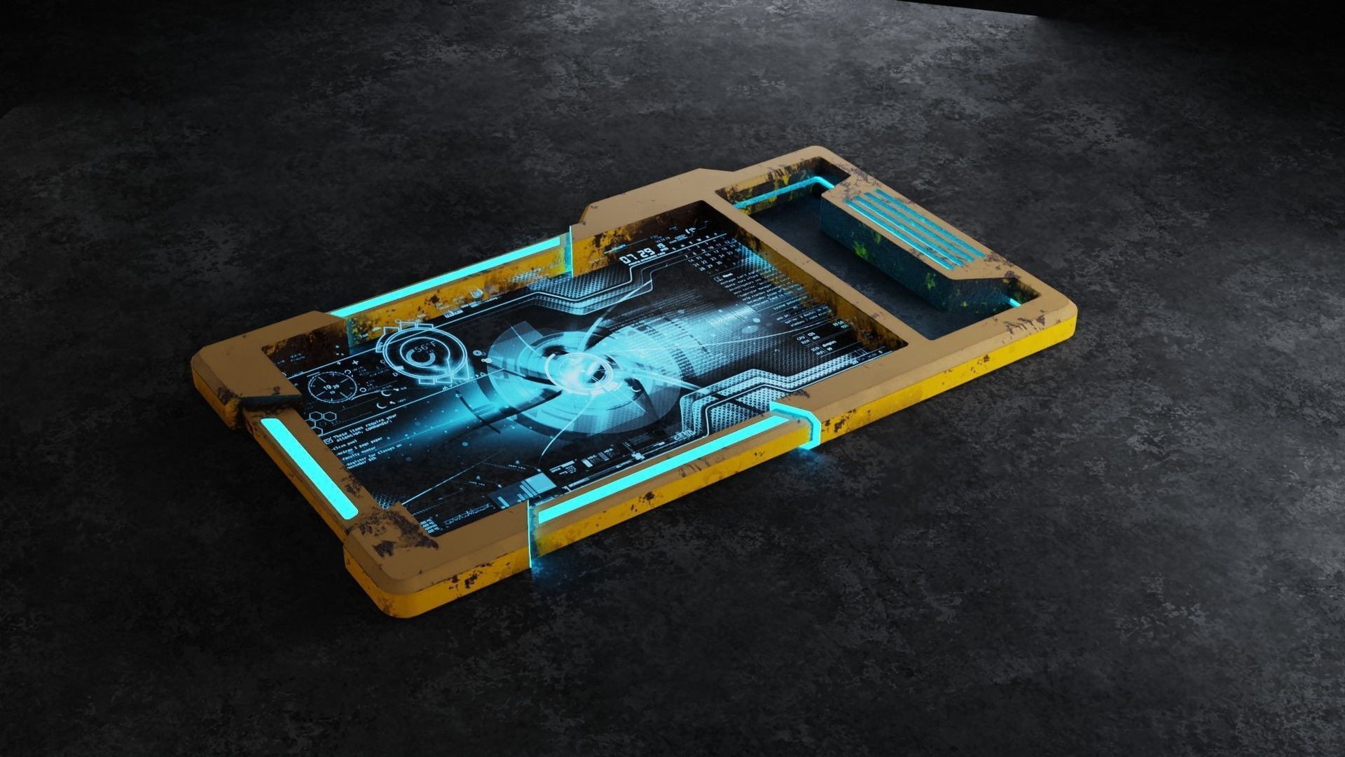 sci-fi tablet Low-poly 3D model_6